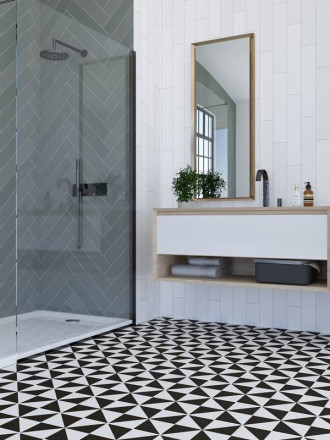 Carrelage Triangle Colorée en Grès Cérame Noir - 22.5x22.5cm - DC2025063