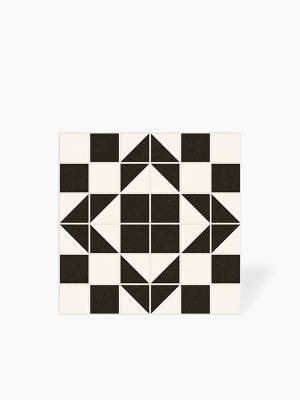 Carrelage Graphique Mosaique en Grès Cérame Noir - 22.5x22.5cm - DC2025070