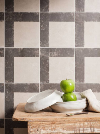 Carrelage en Grès Cérame  " Peint à la main " Motif Lignes - 22.3x22.3cm - DC2025107