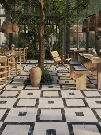 Carrelage en Grès Cérame  " Peint à la main " Motif Lignes - 22.3x22.3cm - DC2025107