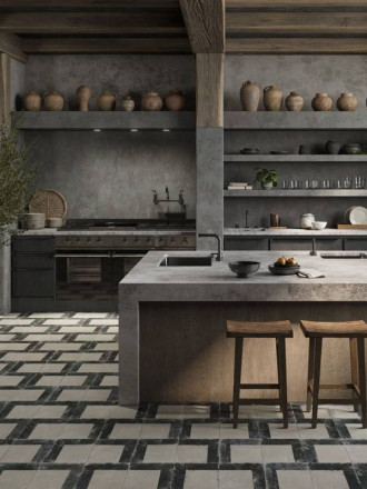 Carrelage en Grès Cérame  " Peint à la main " Motif Lignes - 22.3x22.3cm - DC2025107