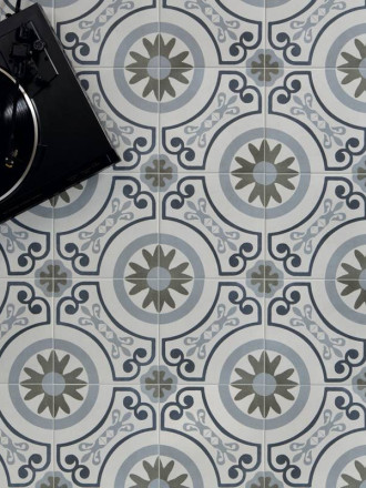 Carrelage " Jardin Bleu " en Grès Cérame - 22.3x22.3cm - DC2025095