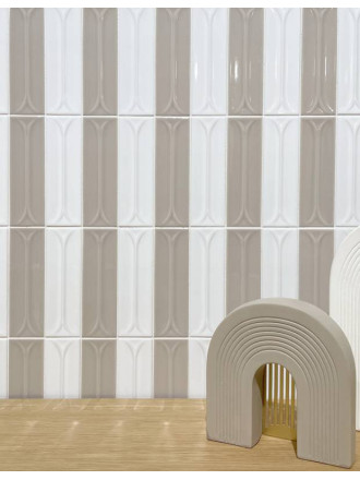 Faïence " Ellipse"  Brillante Rectangulaire - Blanc - 4.8x14.6cm - DC2025091