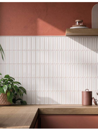 Faïence " Ellipse"  Brillante Rectangulaire - Blanc - 4.8x14.6cm - DC2025091