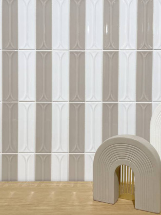 Faïence " Ellipse"  Brillante Rectangulaire - Taupe - 4.8x14.6cm - DC2025090