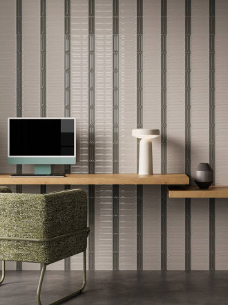 Faïence " Ellipse"  Brillante Rectangulaire - Taupe - 4.8x14.6cm - DC2025090