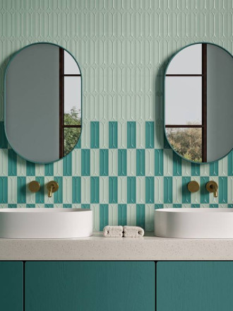 Faïence " Ellipse"  Brillante Rectangulaire - Vert Menthe - 4.8x14.6cm - DC2025088