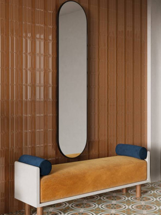 Faïence " Ellipse"  Brillante Rectangulaire - Terracotta - 4.8x14.6cm - DC2025087