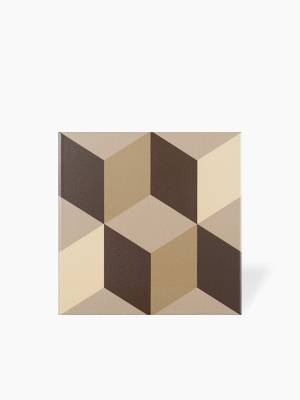 Carrelage pour sol et mur en Grès Cérame - Cube 3D - Marron - 15x15cm - NT