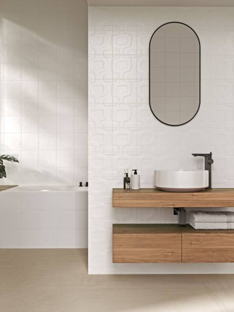 Faïence " Disco Vintage " Blanc Mat - 20x20cm - NT2025115