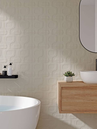 Faïence " Disco Vintage " Beige Mat - 20x20cm - NT2025116