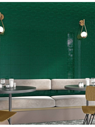 Faïence " Disco Vintage "Vert Emeraude Brillant - 20x20cm - NT2025117