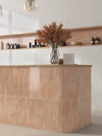 Faïence " Kaluma"  Grand Format Rectangulaire Brillant - Couleur Orange Saumon - 5x50cm - NT2025119