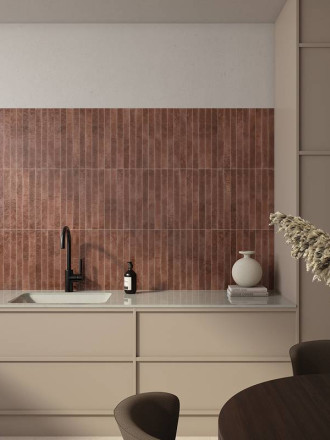 Faïence " Kaluma"  Grand Format Rectangulaire Brillant - Couleur Rouge Grenade - 5x50cm - NT2025121