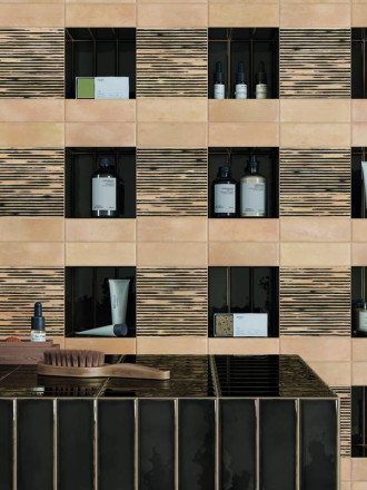 Carrelage Rectangulaire à relief " Africana " - Noir - 5x15cm - NT2025138