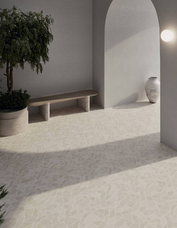 Carrelage " Design de Gaudi " modèle 1 - Blanc Polaire - 25.5x25.5cm - NT2025141