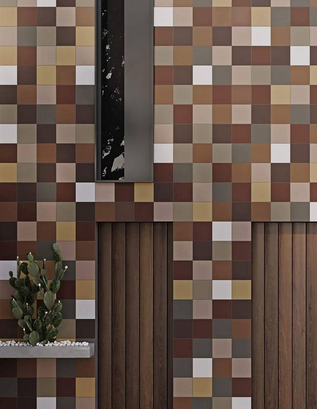 Carrelage " Kromatik Mat "  grès cérame - Marron Cuir-  R10 - 20x20cm - NT2025272