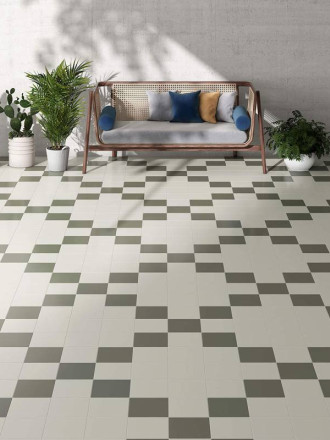 Carrelage " Kromatik Mat "  grès cérame - Gris vert-  R10 - 20x20cm - NT2025279