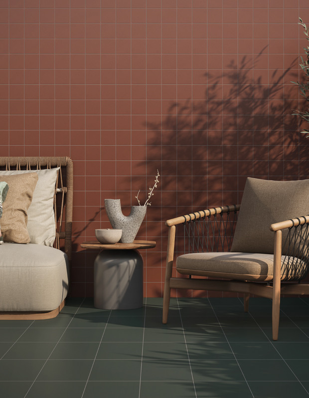 Kopie von Terrakottafarbene Feinsteinzeugfliesen, 10 x 10 cm | DC2025115