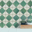 Carrelage damier effet ancien vert  - 33 x 33 cm | AV2026009