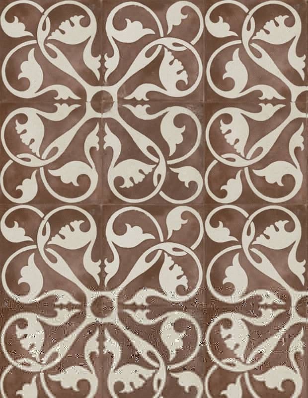 Carrelage Prédécoupé à Motif Floral Bordeaux - 45x45cm - FV2702159