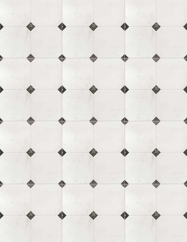 Carrelage pour Sol - Marbre Blanc avec Cabochon Noir - 58x58cm - FV2702402
