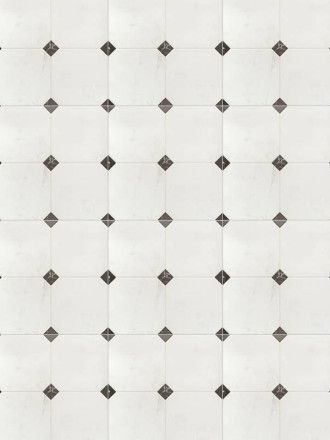 Carrelage pour Sol - Marbre Blanc avec Cabochon Noir - 58x58cm - FV2702402