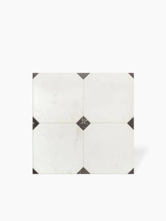 Carrelage pour Sol - Marbre Blanc avec Cabochon Noir - 58x58cm - FV2702402
