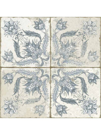 Lot de Carrelage rétro style ancien carré, décor bleu ultra-chic