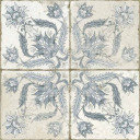 Lot de Carrelage rétro style ancien carré, décor bleu ultra-chic