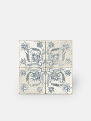 Carrelage rétro aspect ancien 45x 45cm décor bleu - FS1146001 