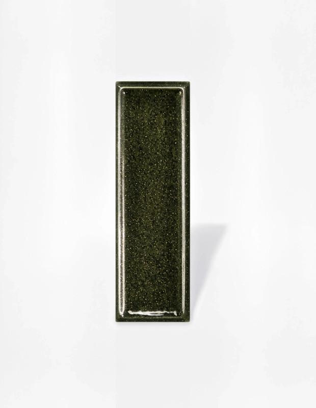 Carrelage Rectangulaire Minare relief - Vert foncé intense mouchetée - 5 x15 cm | JU2026075