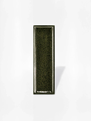 Carrelage Rectangulaire Minare relief - Vert foncé intense mouchetée - 5 x15 cm | JU2026075 