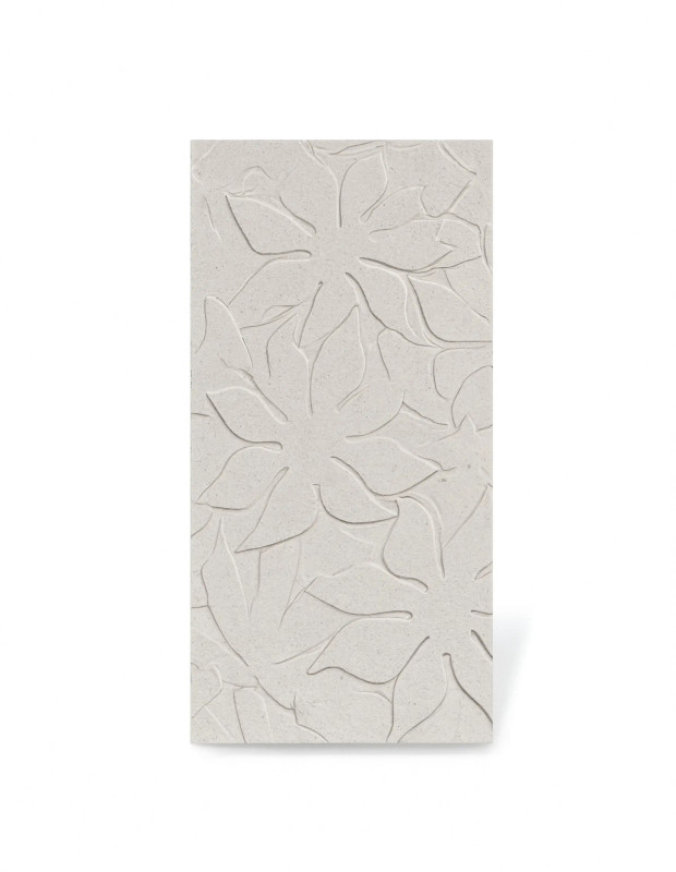 Faïence Murale Florale Blanc Gris 60x120 cm | Revêtement Relief