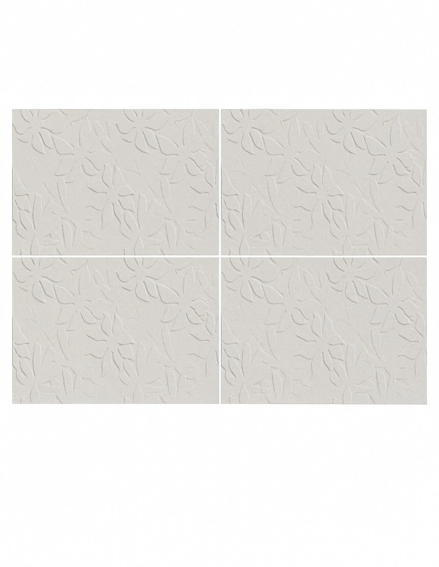 Faïence Murale Florale Blanc Gris 60x120 cm | Revêtement Relief