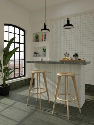 Carrelage Structuré Lignes Blanc 22,5x22,5 cm | Sol & Mur R10