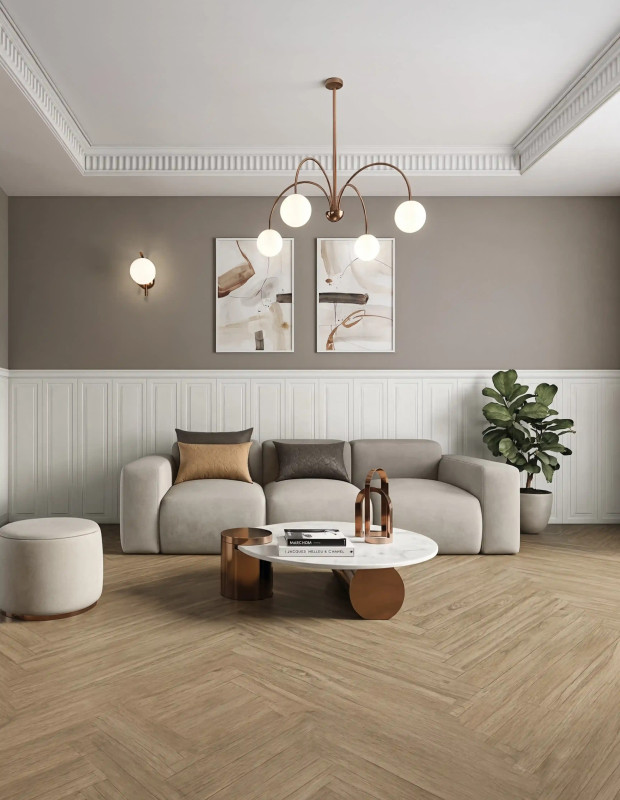 Wandfliese Holzvertäfelung Optik Weiß 30x120 cm