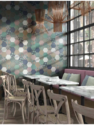 Carrelage hexagonal sol mur, intérieur, en grès cérame 15x15 GO0812010