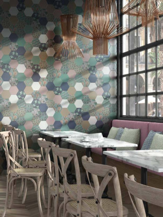 Carrelage hexagonal sol mur, intérieur, en grès cérame 15x15 GO0812013