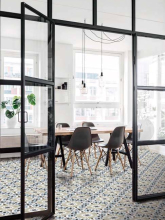 Carreau sol vintage carreau de ciment bleu motifs mauresques