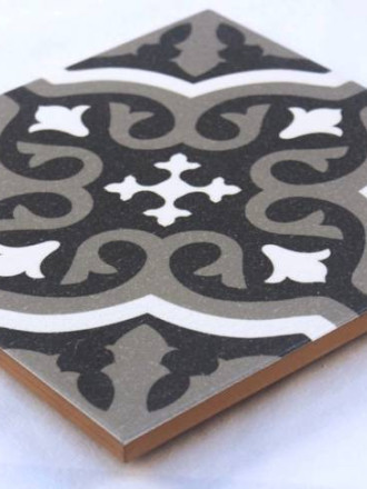 Carrelage rétro d'aspect carreaux de ciment  noir FL0115001