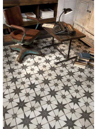 Carrelage vintage style art déco à étoiles noires FS1132001