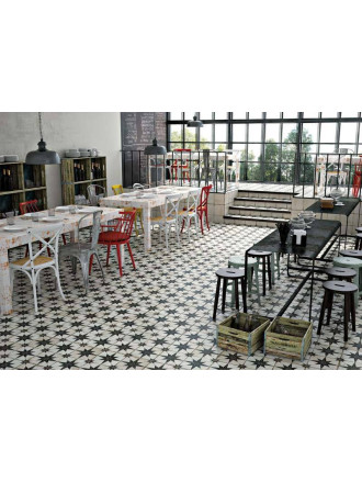 Carrelage vintage style art déco à étoiles noires FS1132001