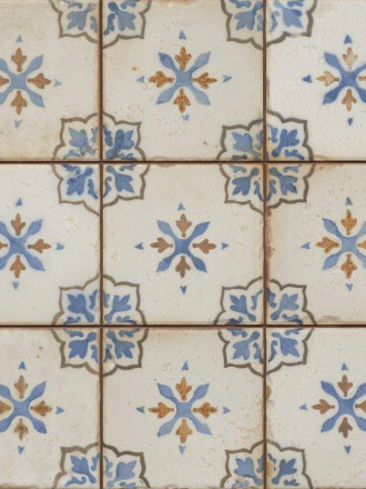 Carrelage vintage style cottage, décor bleu et brun FS1136001