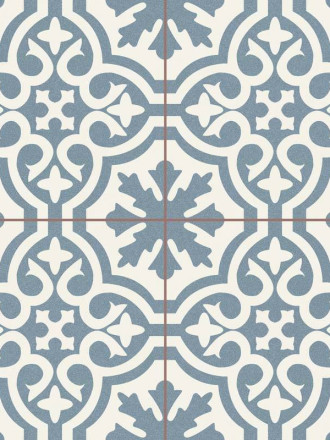 Carrelage imitation carreaux de ciment, motif bleu TI1138001