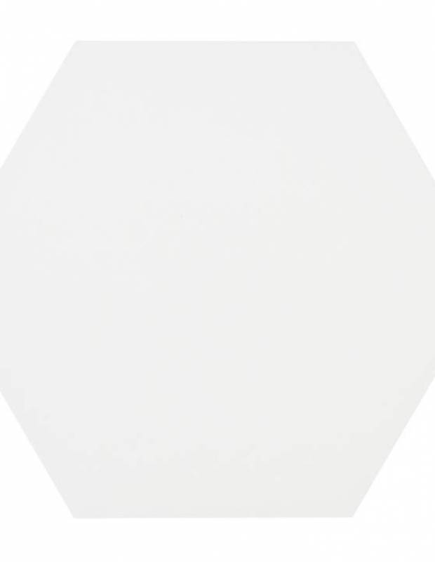 Sechseckige Fliese einfarbig weiß Steinzeug 10 mm dick