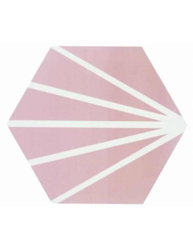 Sechseckige Fliese - Vintage-Design - matt mit rosa Muster - ME9507008