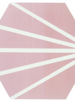 Carrelage hexagonal design mat rose à rayons blancs ME9507008 