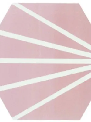 Carrelage hexagonal design mat rose à rayons blancs ME9507008 