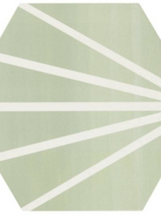 Carrelage hexagonal design mat vert à rayons blancs ME9507009